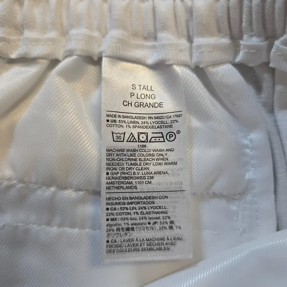 Banana Republic Pants Womens Size Small Tall White Tapered High Rise Linen Blend